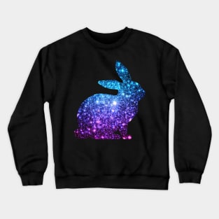 Teal and Purple Ombre Faux Glitter Easter Bunny Crewneck Sweatshirt